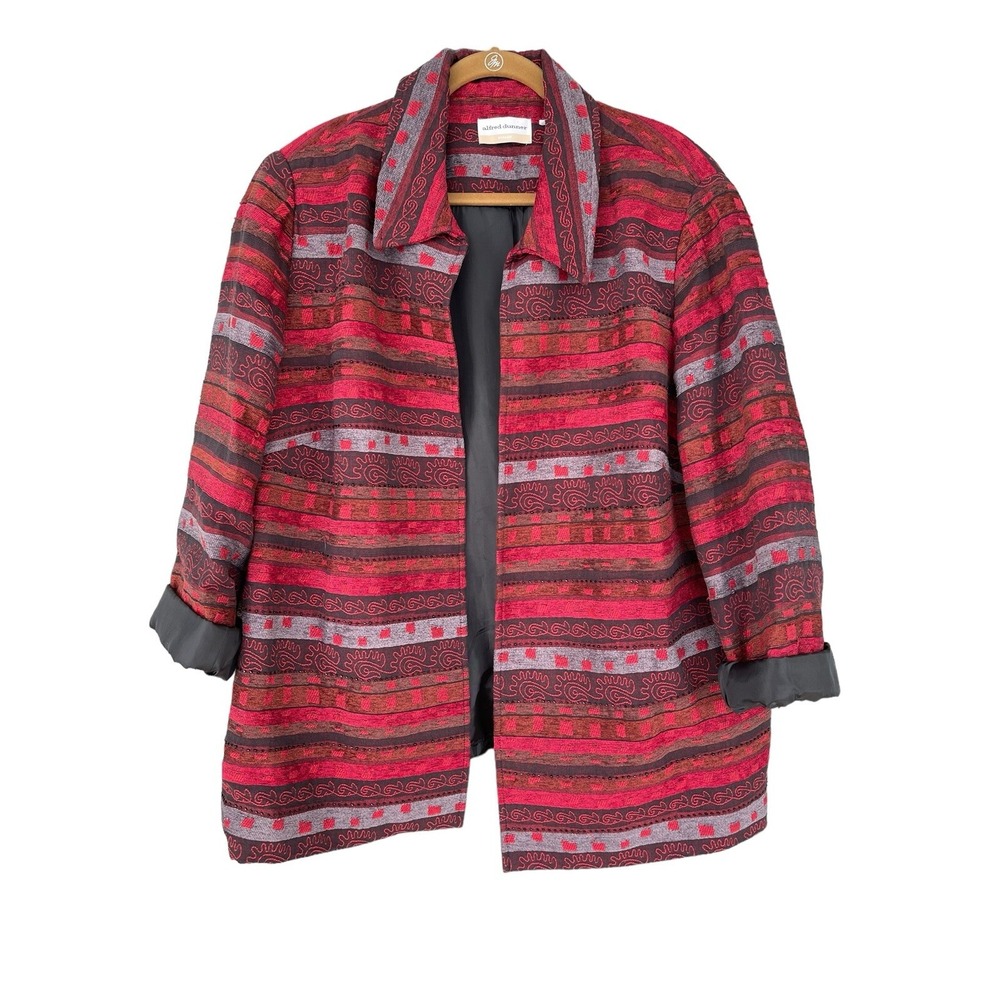 Alfred Dunner Red Striped Western Themed Fully Lined Blazer Size‎ XL